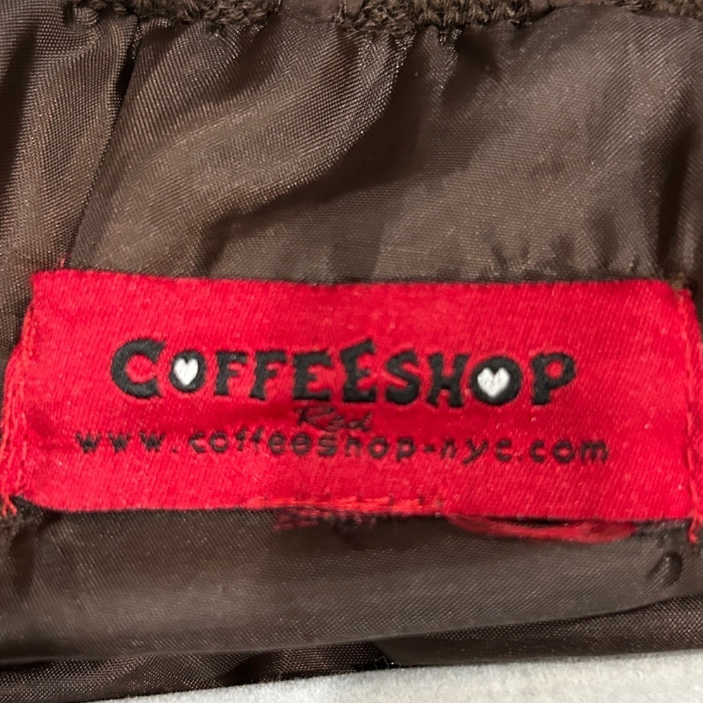 CoffeeShop Chocolate Brown Zip Up Down Feather Puffer Jacket Size Medium - Picture 6 of 15